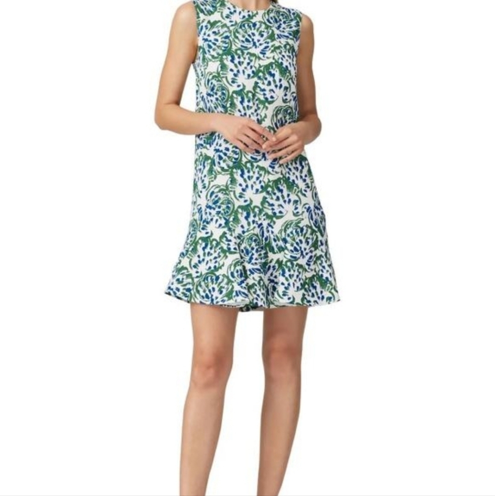 Victoria Beckham Green and Blue Floral Mini Dress